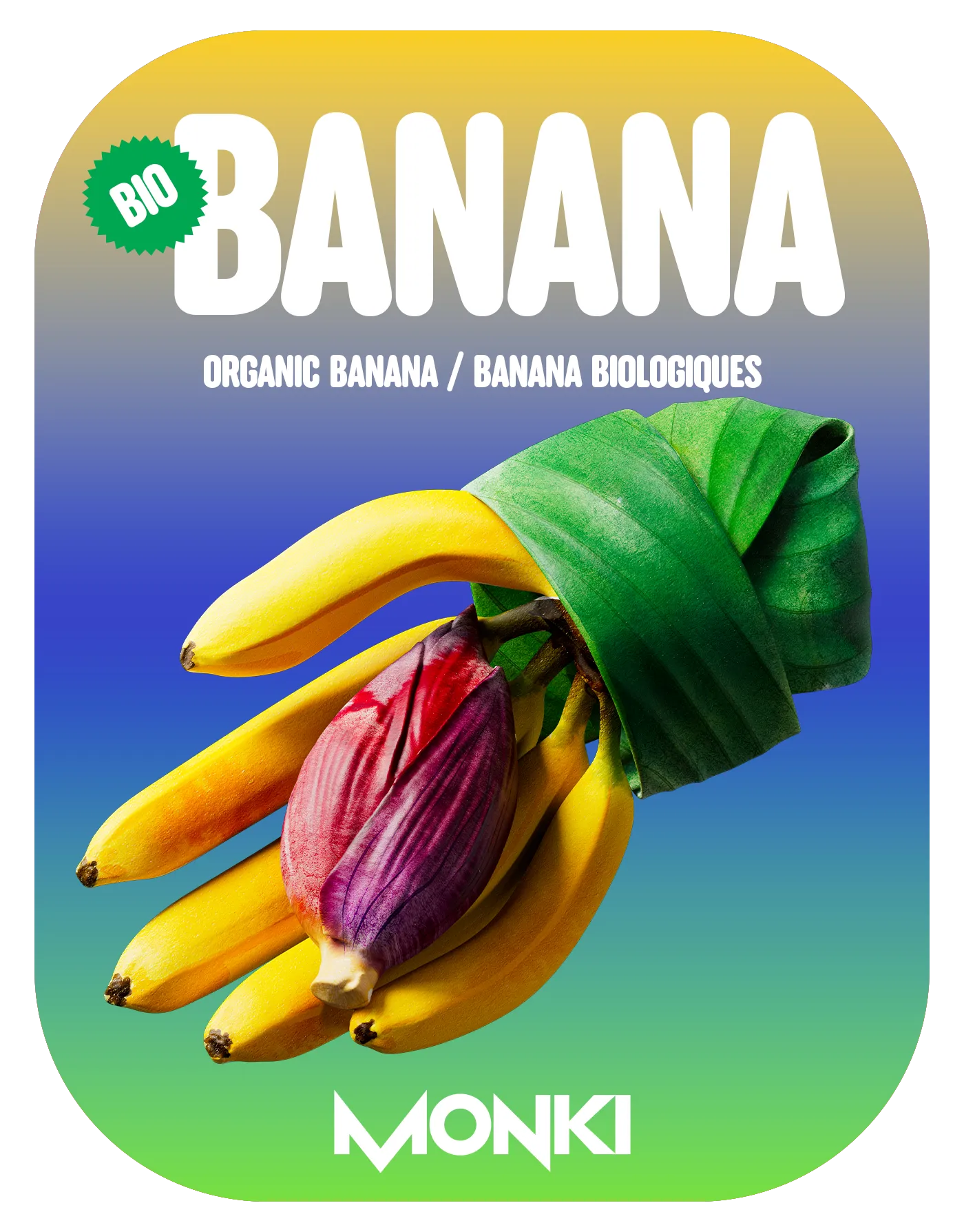 MONKI BIO Dried banana pieces label