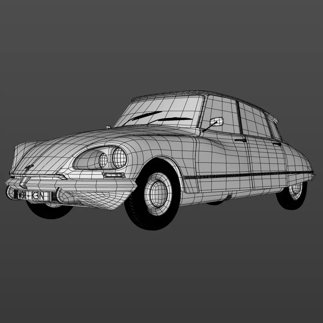 Front wireframe view of the Citroën DS