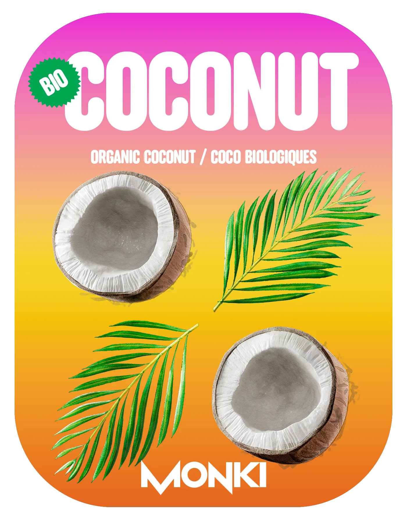 MONKI BIO Dessicated coconut label