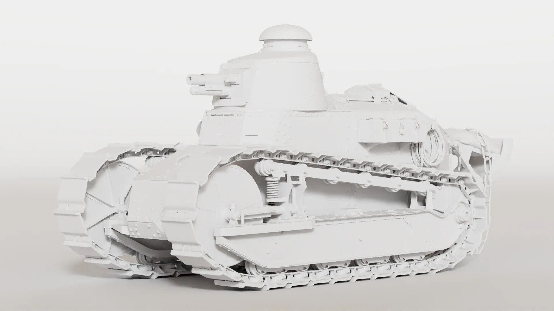 Left side of Renault FT Tank with lambertian shading