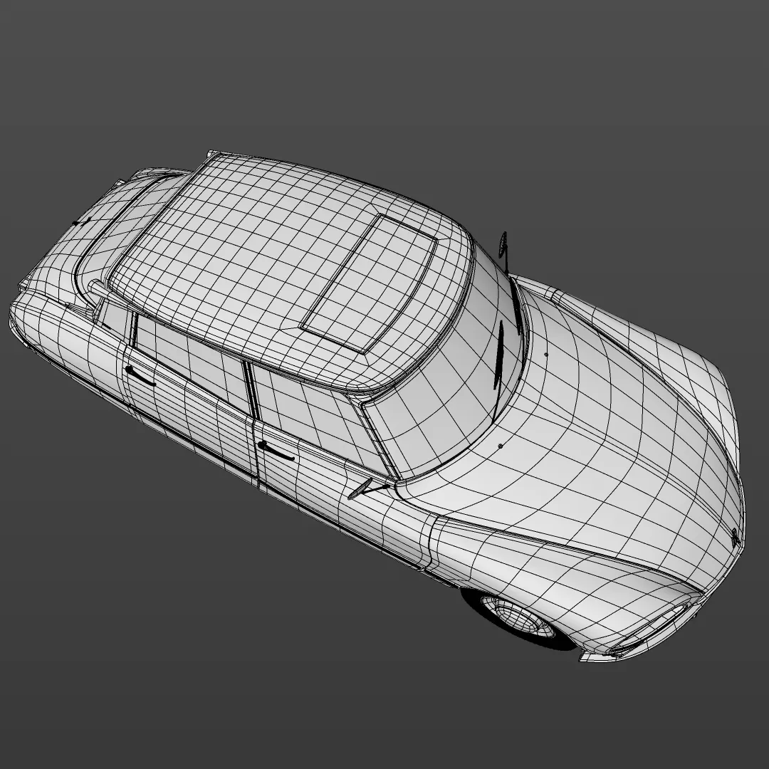 Top wireframe view of the Citroën DS