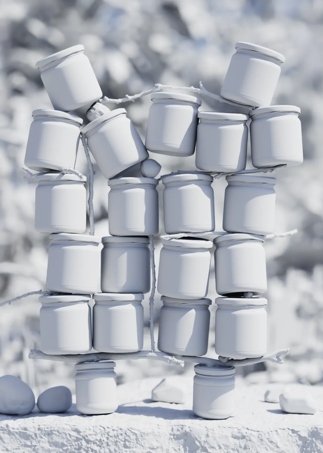 Lambert render of Monki BIO Wall of jars