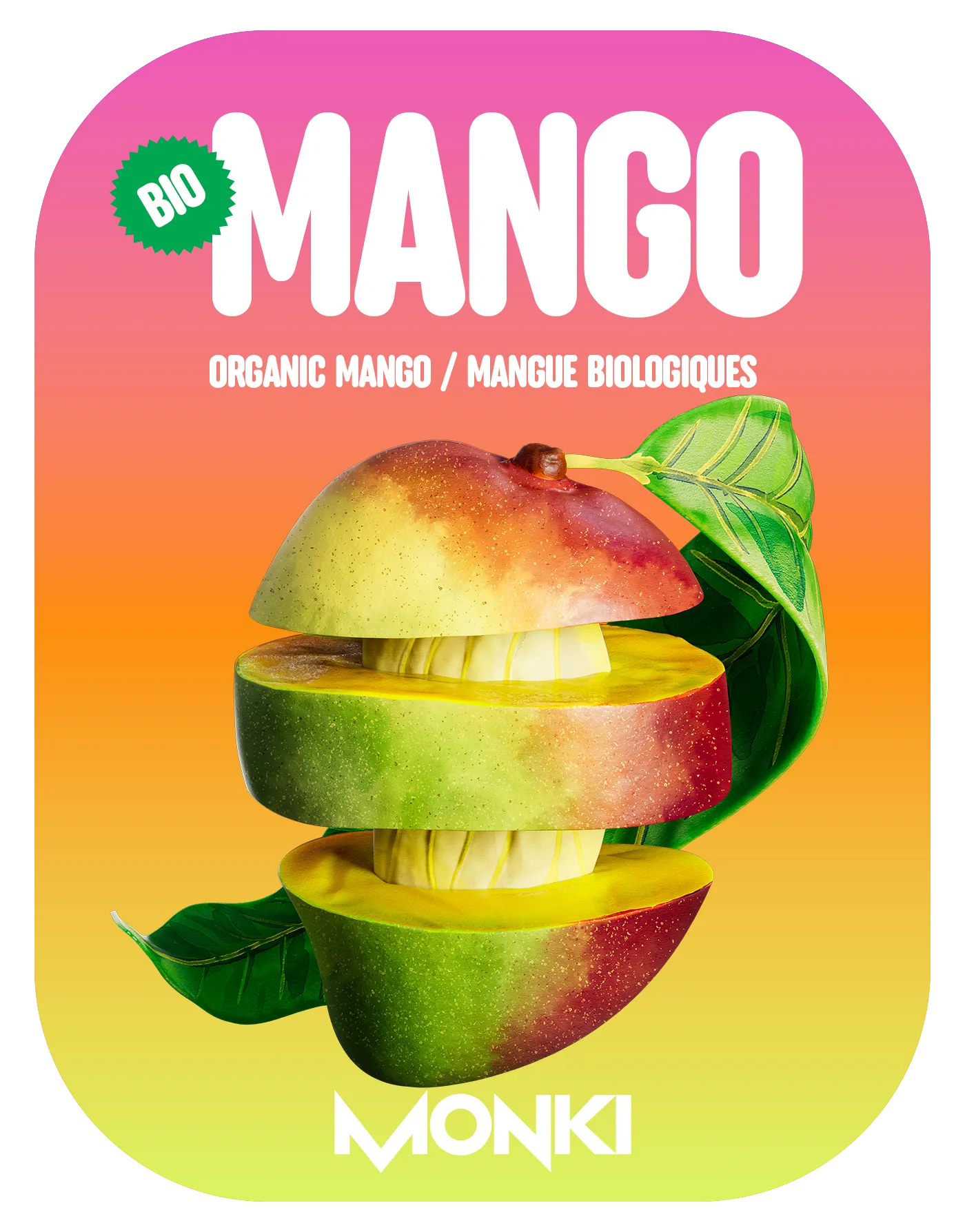 MONKI BIO Mango slices label