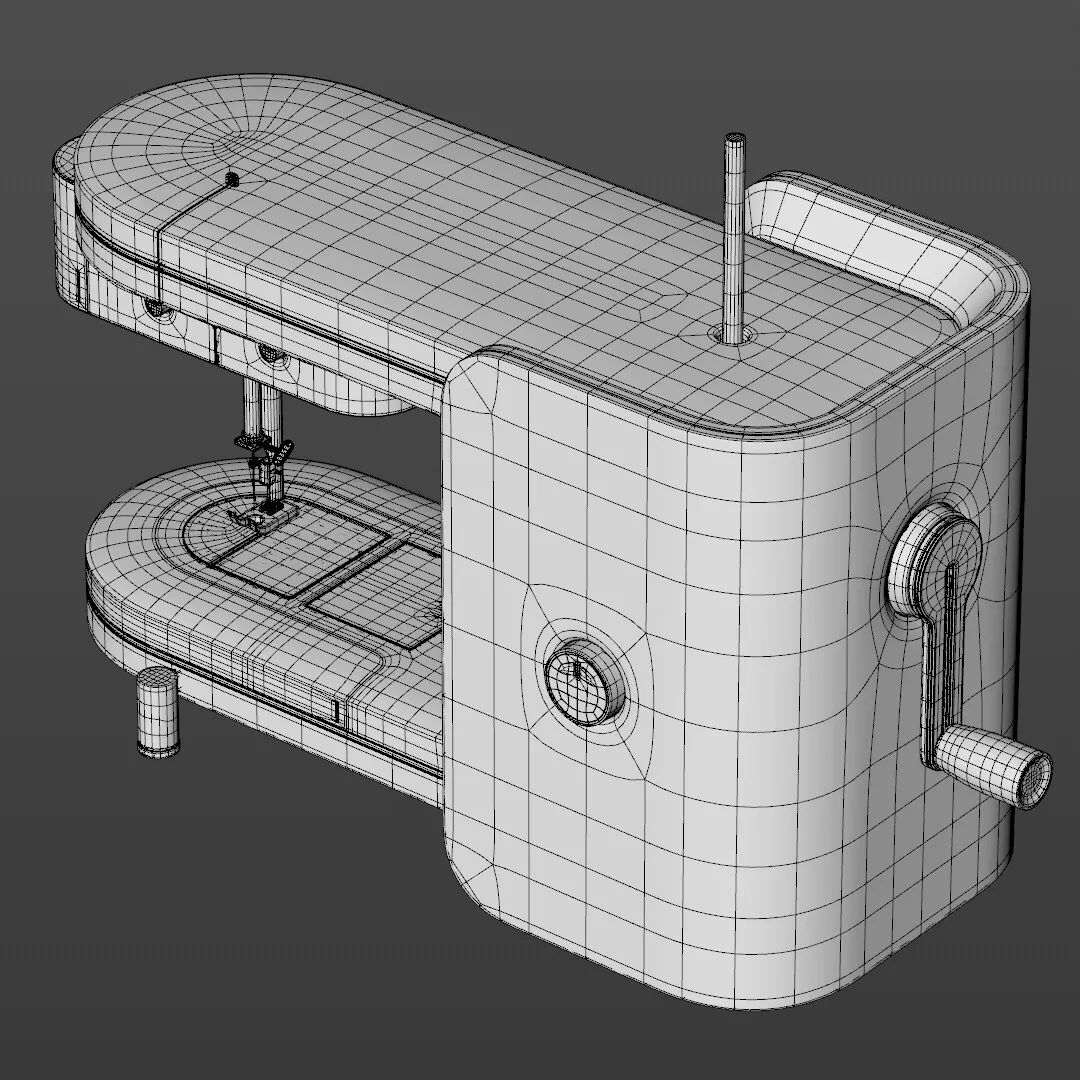 Rear wireframe view of the sewing machine concept