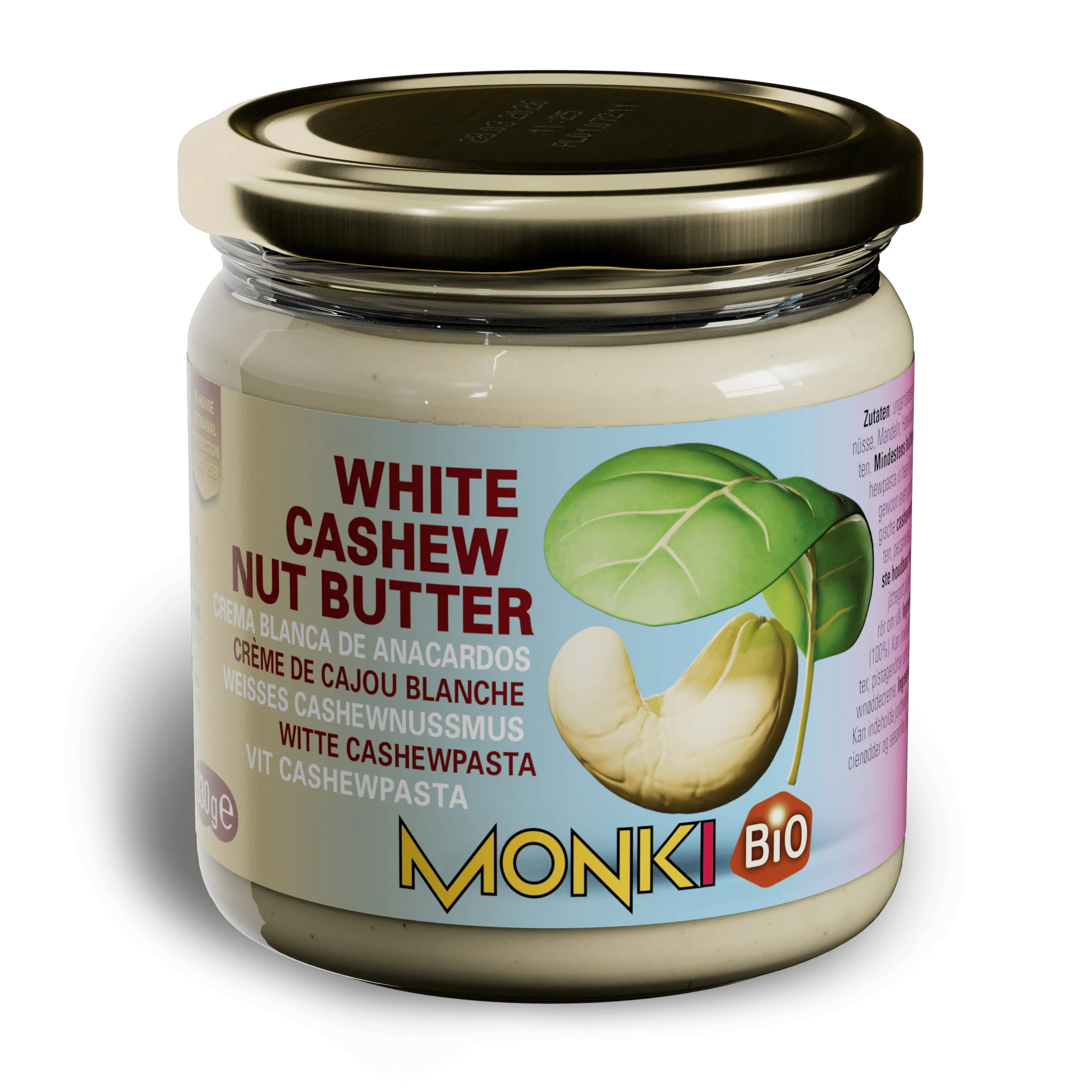 MONKI BIO White cashew butter label
