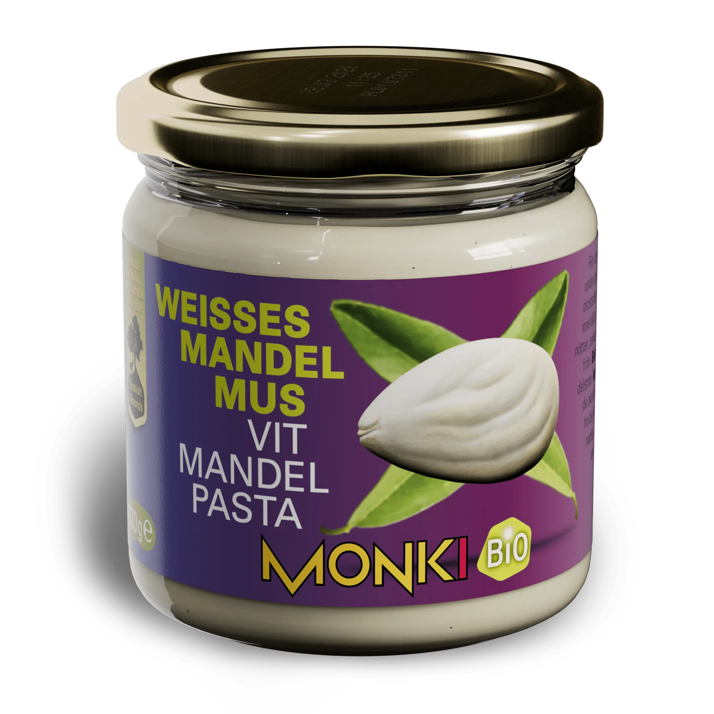 MONKI BIO White almond butter label