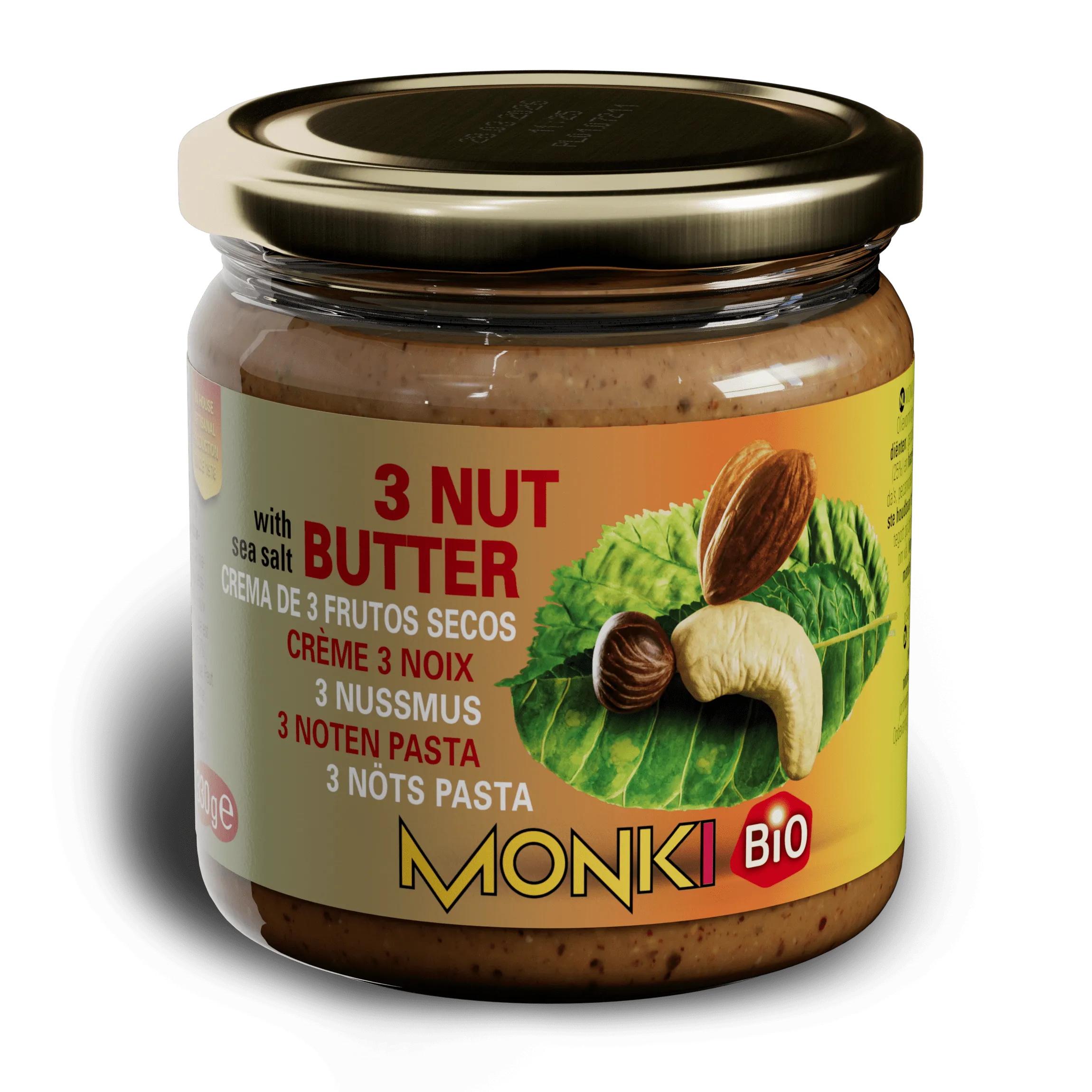 MONKI BIO Three nut butter label