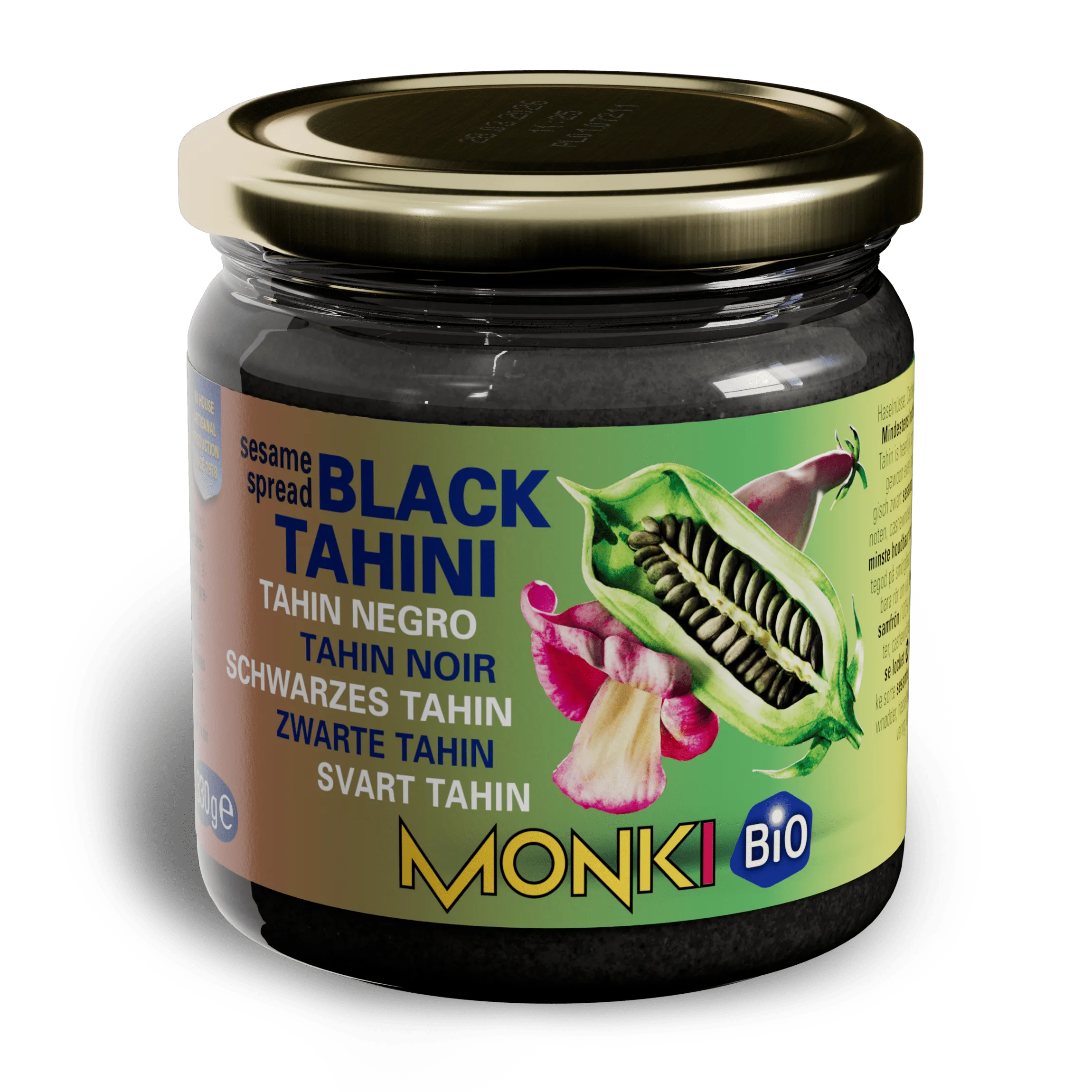 MONKI BIO Black tahini label