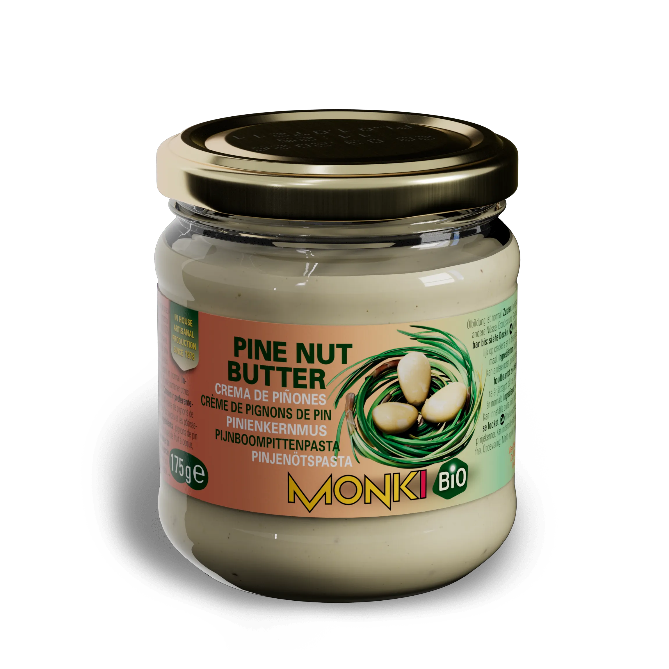 MONKI BIO Pine nut butter label